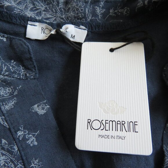 ROSEMARINE ITALY Linen Blend Tiered Floral Print Dress Lagenlook - Size M NWT - Picture 6 of 12